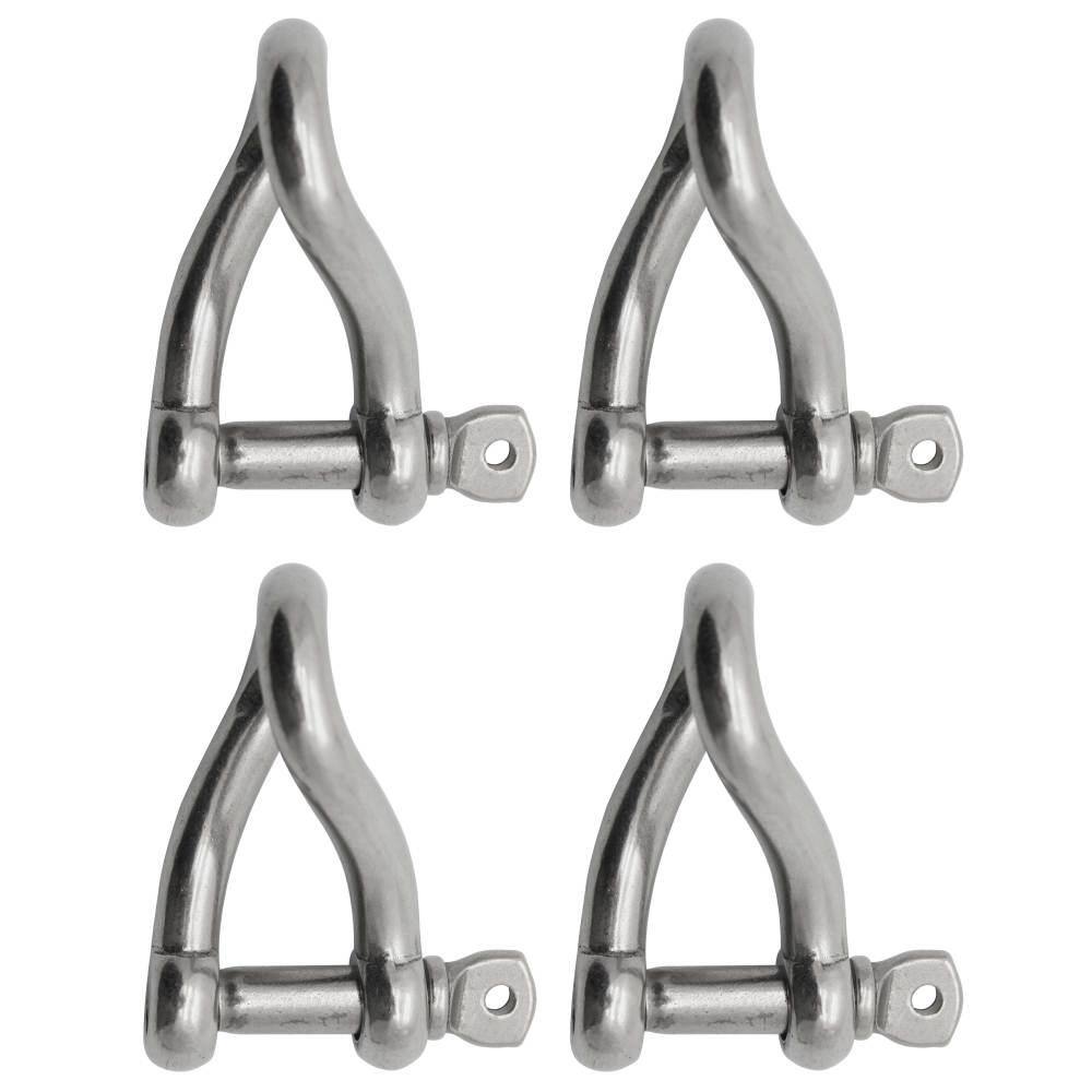 Extreme Max BoatTector Stainless Steel Twist Shackle 1/2", 4Pack
