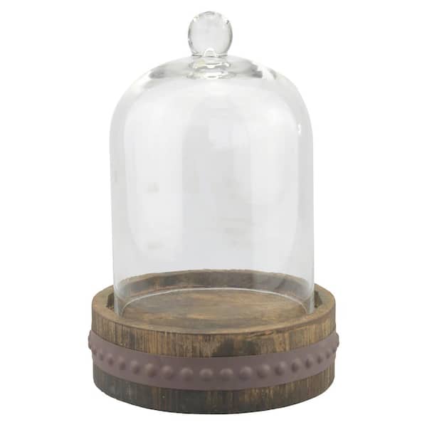 Stonebriar Collection 9 in. x 12 in. Rustic Brown Glass Bell Shape Cloche