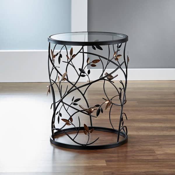 FirsTime 22 in. Antique Bronze Large Bird and Branches Side Table