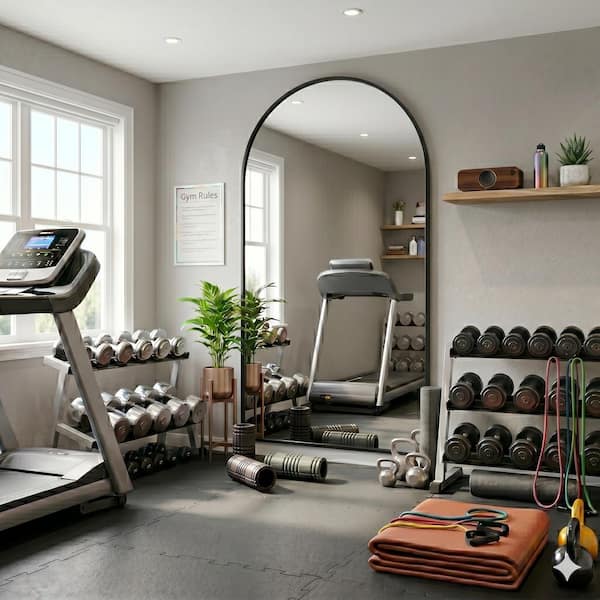 Black 34 in. W x 76 in. H Oversized Modern Arched Metal Framed Full Length Mirror Floor Mirror Wall Mirror