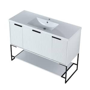 Victoria 48 in. W x 18 in. D x 35 in. H Freestanding Modern Design Single Sink Bath Vanity with Top and Cabinet in White