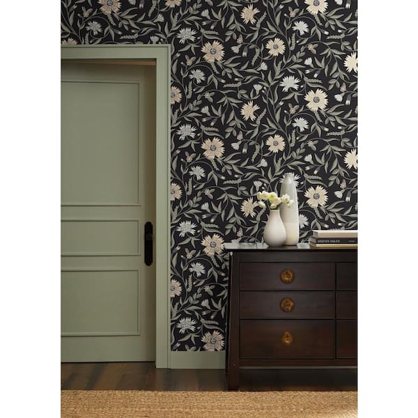 Aster Black Matte Non-Pasted Wallpaper