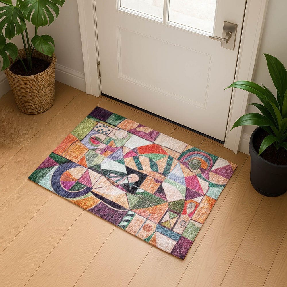 Mayfield Premium Machine Washable Abstract AMF1758 Orange 2 ft. x 3 ft. Area Rug price history on PriceWatchPro