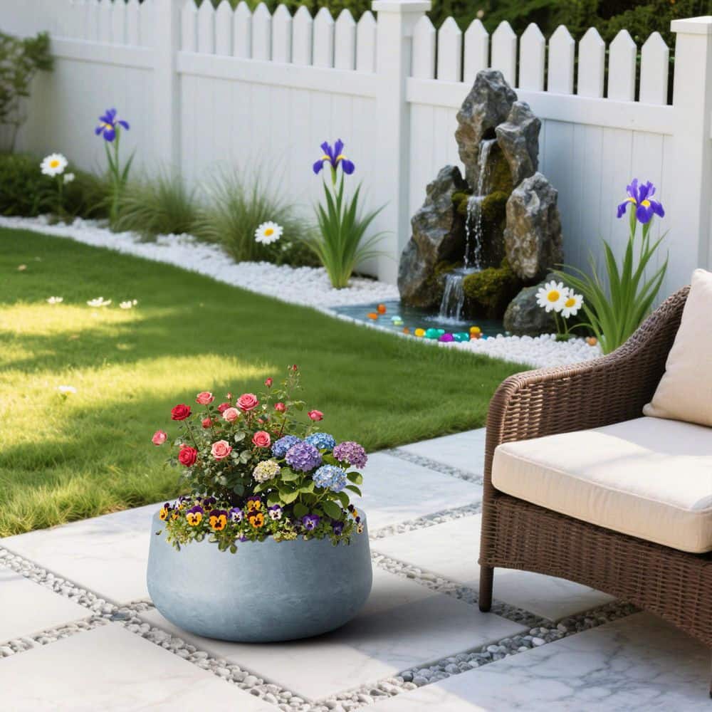 15 in.W x 8 in.H Slate Gray Large Round Concrete Plant Pot/ Planter Bowl for Indoor and Outdoor with Enhanced Interior price history on PriceWatchPro