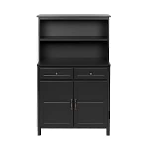 Black Wood Transitional Kitchen Pantry (36 in. W x 58 in. H)