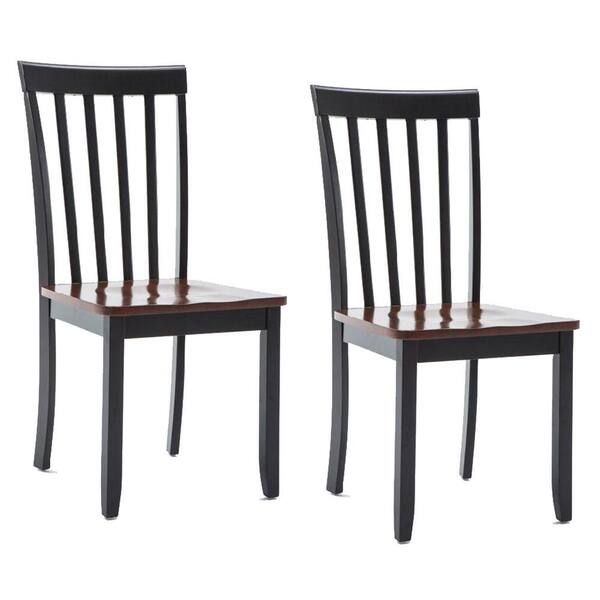 Brown and Gray Benjara 4 Piece Dining Set with Slatted Back Chairs