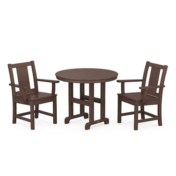 POLYWOOD Prairie 3-Piece Farmhouse Plastic Outdoor Bistro Set in Mahogany