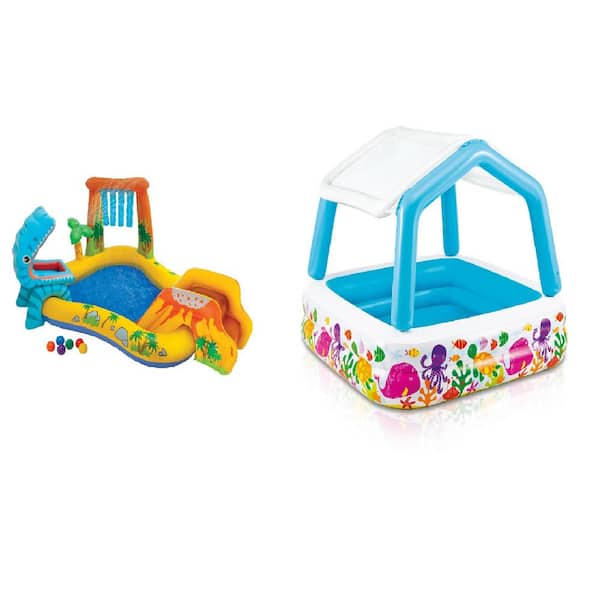 8 ft. x 6.25 ft. x 43 in. Dinosaur Play Center with 5 ft. x 48 ft. Kids Rectangle Shape Swimming Pool