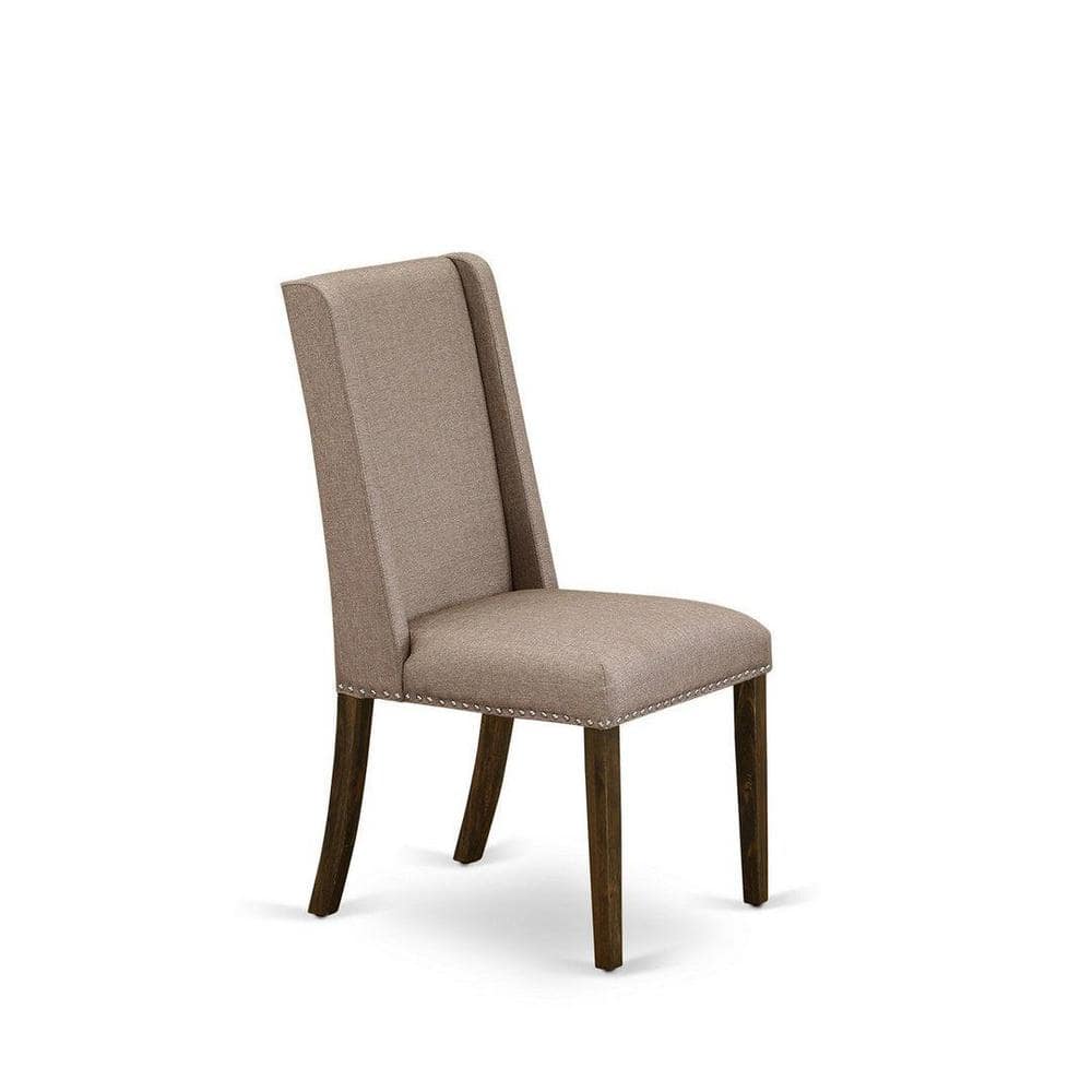 Linen White and Distressed Jacobean 5-Piece Dining Set with Dark Khaki Chairs
