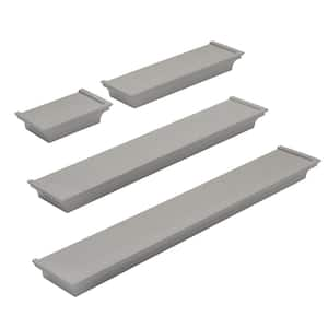 24 in. W x 4 in. D Gray MDF Floating Decorative Wall Shelf (Set of 4)