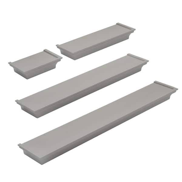 Melannco 24 in. W x 4 in. D Gray MDF Floating Decorative Wall Shelf (Set of 4)
