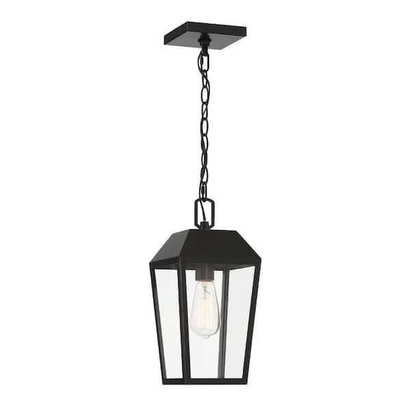 1-Light Black Outdoor Pendant Light