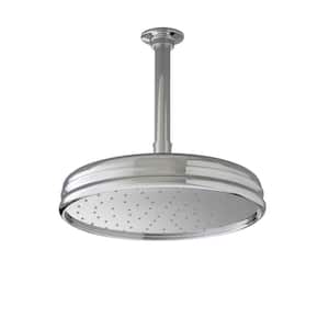 1-Spray 10.4 in. Single Ceiling Mount Fixed Rain Shower Head in Polished Chrome