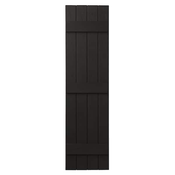 Ply Gem 15 in. x 55 in. Polypropylene 4-Board Closed Board and Batten Shutters Pair in Peppercorn
