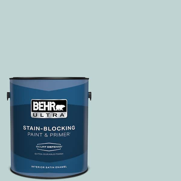 BEHR ULTRA 1 gal. #500E-3 Rain Washed Extra Durable Satin Enamel Interior Paint & Primer