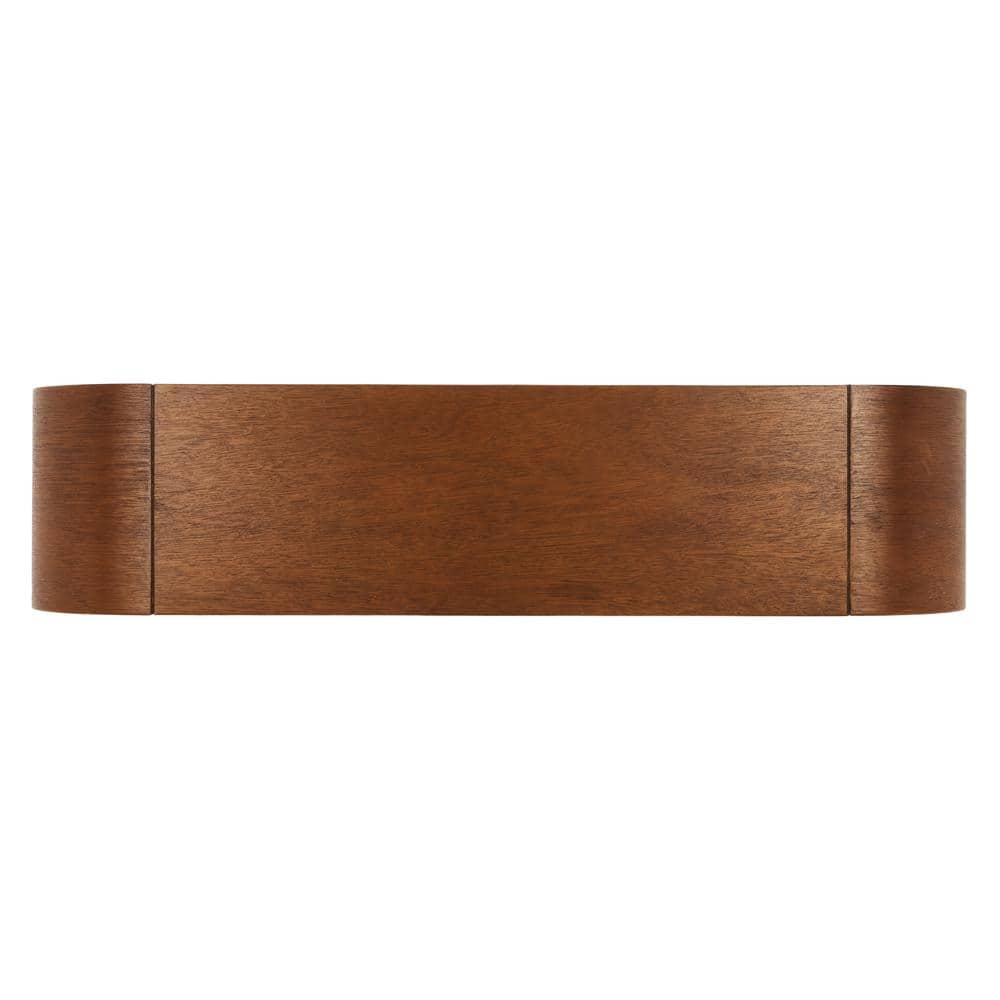 Natural Wood and Black Metal Curved Console Table