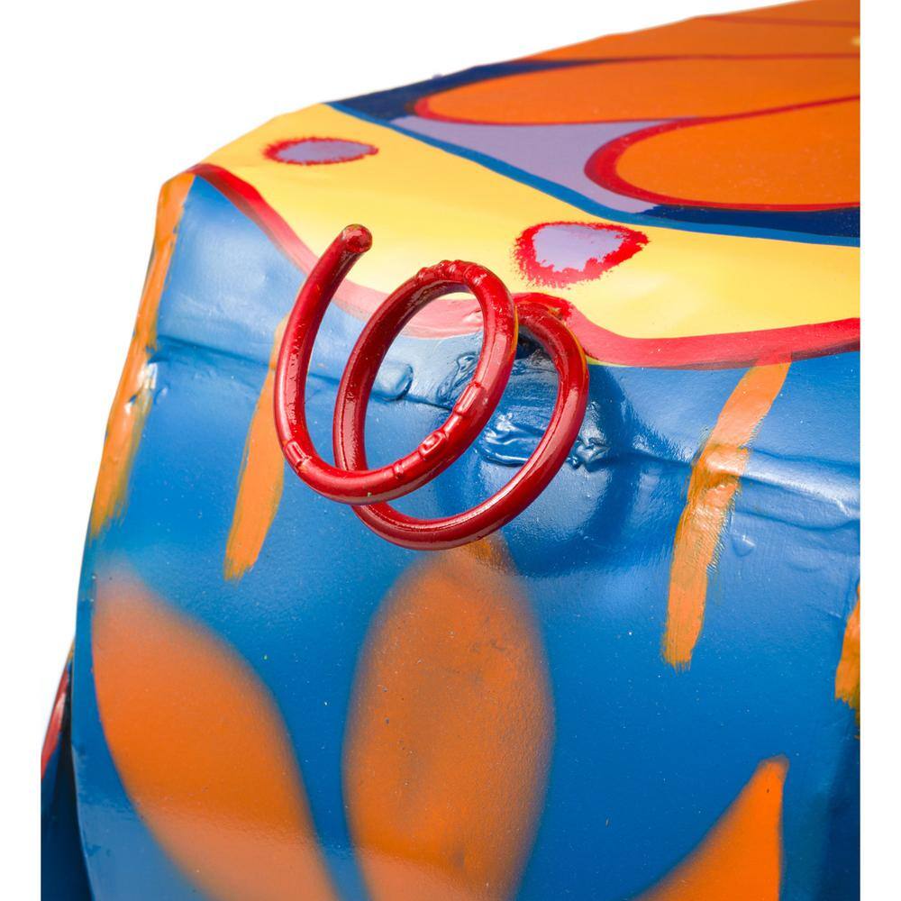 Colorful Folk Art Pig Metal Outdoor Side Table