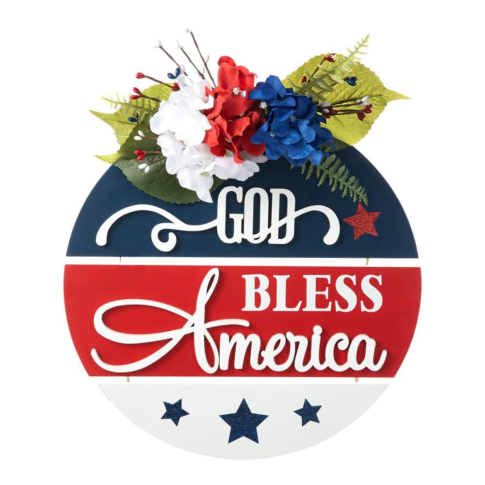 14 in. D Patriotic/Americana Wooden Round Sign Door Hanger price history on PriceWatchPro