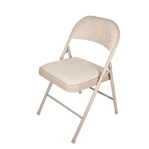 Beige Deluxe Fabric Padded Seat Folding Chair (Set of 4)