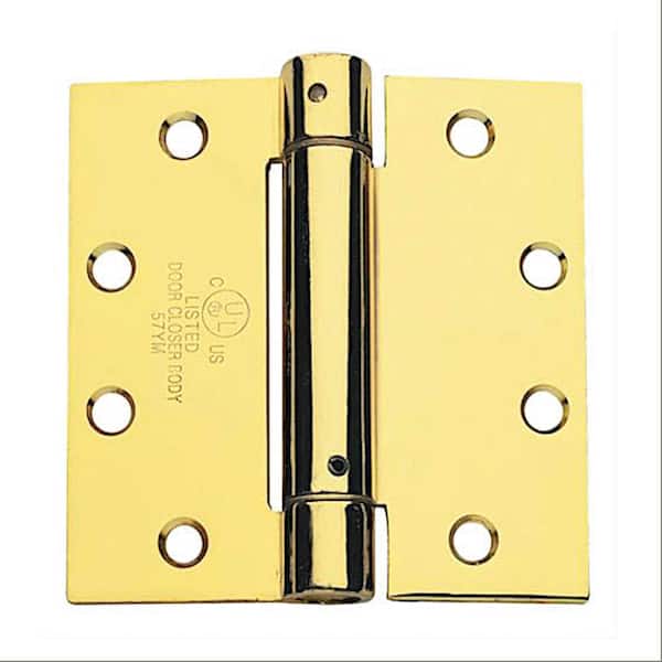 Global Door Controls CPS Series 4.5 in. x 4 in. Full Mortise Spring Hinge in Bright Brass (3-Pack)