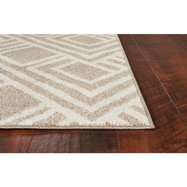 Nova Beige 8 ft. x 10 ft. Chevron Modern Casual Outdoor Rug Area Rug