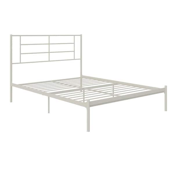 Akari Metal Bed, 46 in. H x 56 in. W. x 77 in. D, White, Full Platform bed