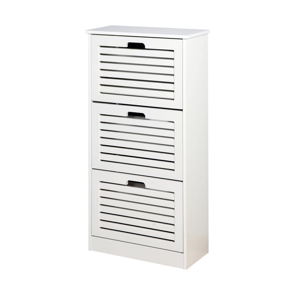 Modern Entryway Narrow 43.11 in. H x 20.94 in. W Wood White Shoe Storage Ca