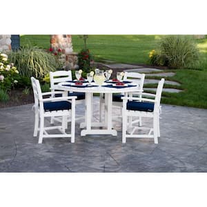 La Casa Cafe Black All-Weather Plastic Outdoor Dining Arm Chair