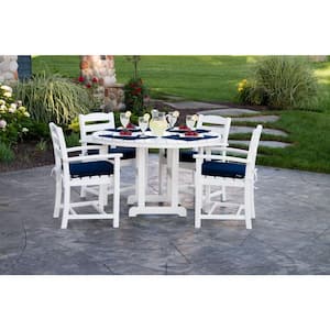 La Casa Cafe Slate Grey All-Weather Plastic Outdoor Dining Arm Chair