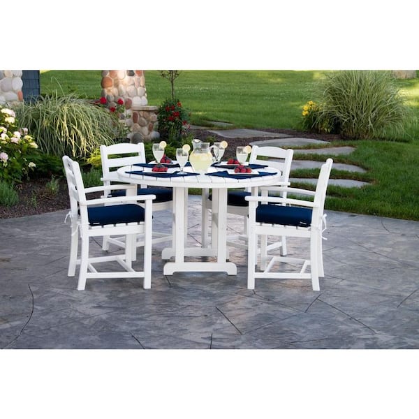 La Casa Cafe Slate Grey All-Weather Plastic Outdoor Dining Arm Chair