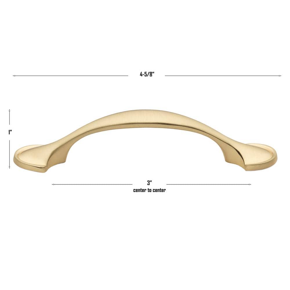 Gold Brushed Arch Cabinet Pull with Mounting Hardware