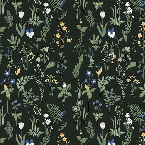 Dark Botanical and Floral Peel and Stick Self-Adhesive Contact Paper Wallpaper Roll