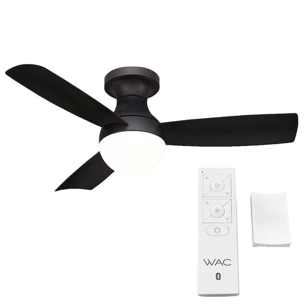 Wac Lighting Orb 44 In Indoor Outdoor Matte Black 3 Blade Smart Compatible Flush Mount Ceiling Fan With Led Light Kit And Remote F 004l Mb The Home Depot - Black Flush Mount Outdoor Ceiling Fan With Light