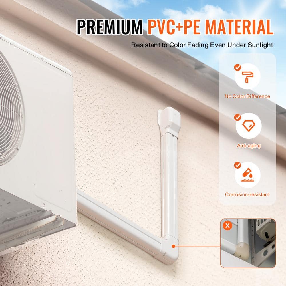 White PVC Decorative Air Conditioner Line Set Cover Kit