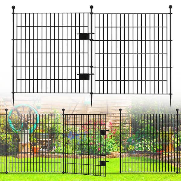Rustproof 10-Panel Garden Fence with Gate, 32in(H) x 23. 6ft(L), No-Dig Metal Wire Animal Barrier for Dog, Rabbit & Yard