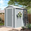 Sizzim 4 ft. x 6 ft. Plastic Storage Resin Shed with Floor, Air Vents for Patio, Grey (24 sq. ft. Coverage Area) SM-G37024GR02