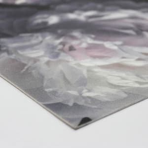 Moody Black 3 ft. x 3 ft. Floral Indoor/Outdoor Vinyl Floor Rug