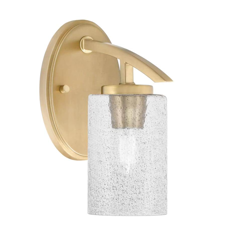 Siena 4 in. 1-Light New Age Brass Sconce with 4 in. Smoke Bubble Glass Shad