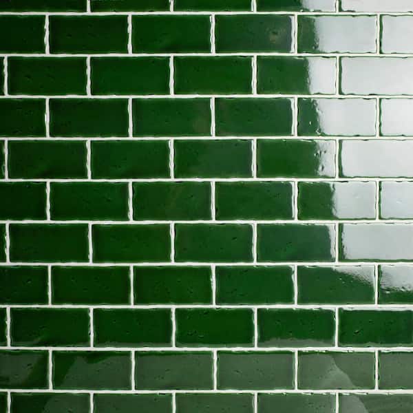 Smart Tiles Metro Medina Green 8-in x 12-in Glossy Resin Brick Subway Peel  and Stick Wall Tile (2.21-sq. ft/ Carton) in the Tile department at
