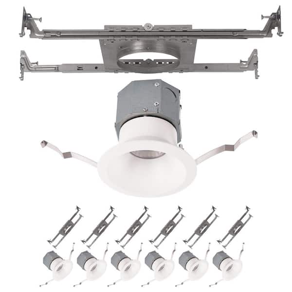 Wac Lighting Pop In 4 In 3000k Round New Construction Recessed Integrated Led Trim Kit In White 6 Pack R4drdn F930 Wt 6 The Home Depot