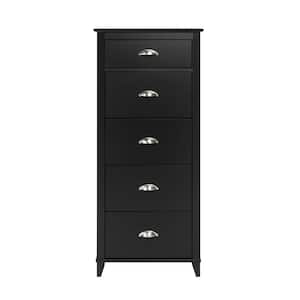 Yaletown 5-Drawer Black Tall Chest of Drawers