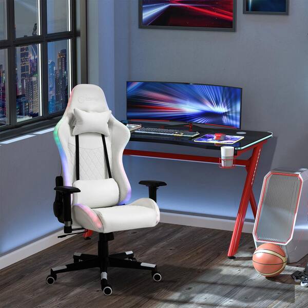 Racing RGB LED Light Gaming Chair Ergonomic Swivel Office Computer Seat Recliner 