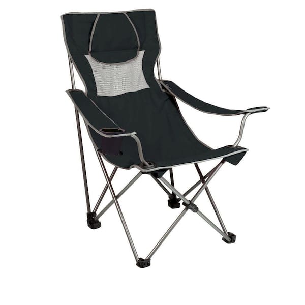 Picnic Time Campsite Folding Camp Black and Grey Patio Chair 806-00-175 ...