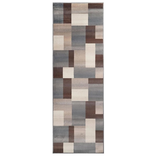 11' Runner ft. Grey Patchwork Area Rug