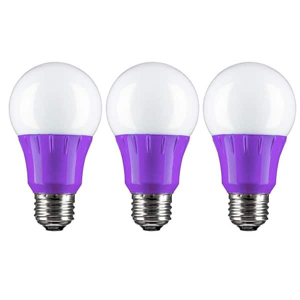 Sunlite 25-Watt Equivalent A19 Non-Dimmable UL Listed E26 Medium Base Colored Purple LED Light Bulb (3-Pack)