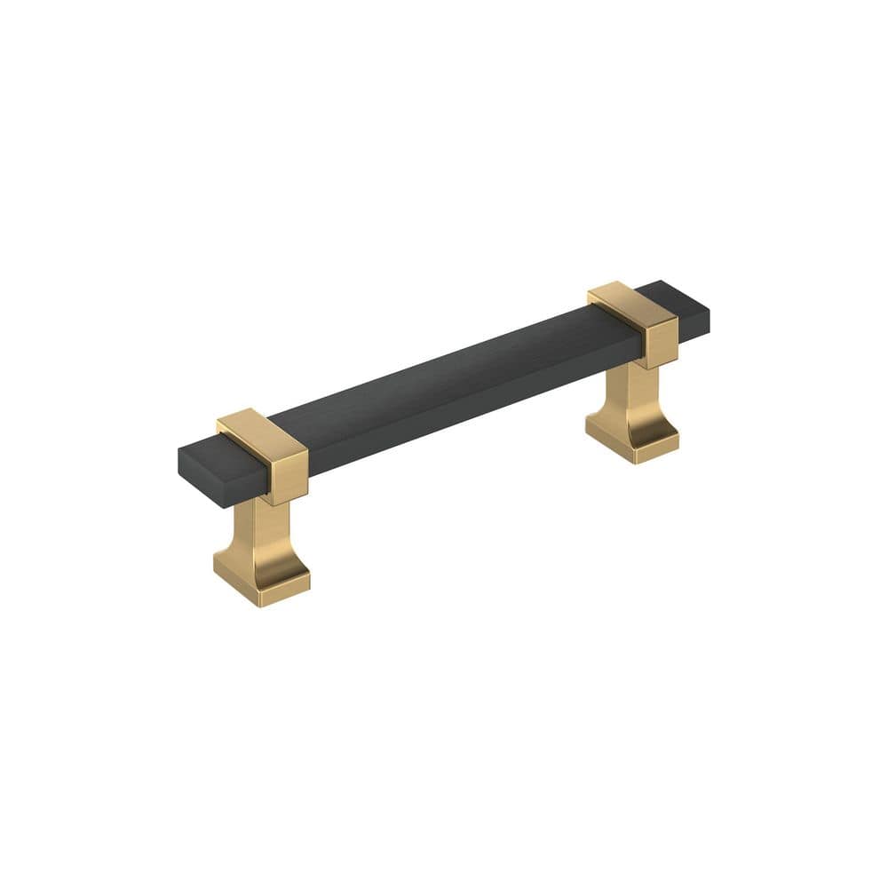 Overton 3-3/4 in. (96mm) Center-to-Center Modern Brushed Matte Black/Champagne Bronze Bar Cabinet Pull price history on PriceWatchPro