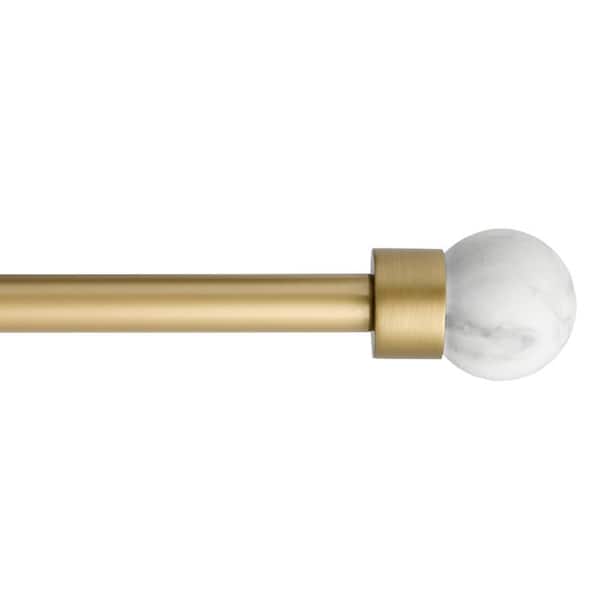 TOWN & COUNTRY LUXE Marbled Sphere 66 in. - 120 in. Matte Gold Single Curtain Rod