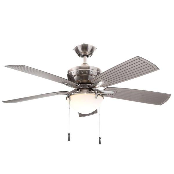 Hampton Bay Four Winds 54 in. Indoor/Outdoor Brushed Nickel Ceiling Fan with Light Kit