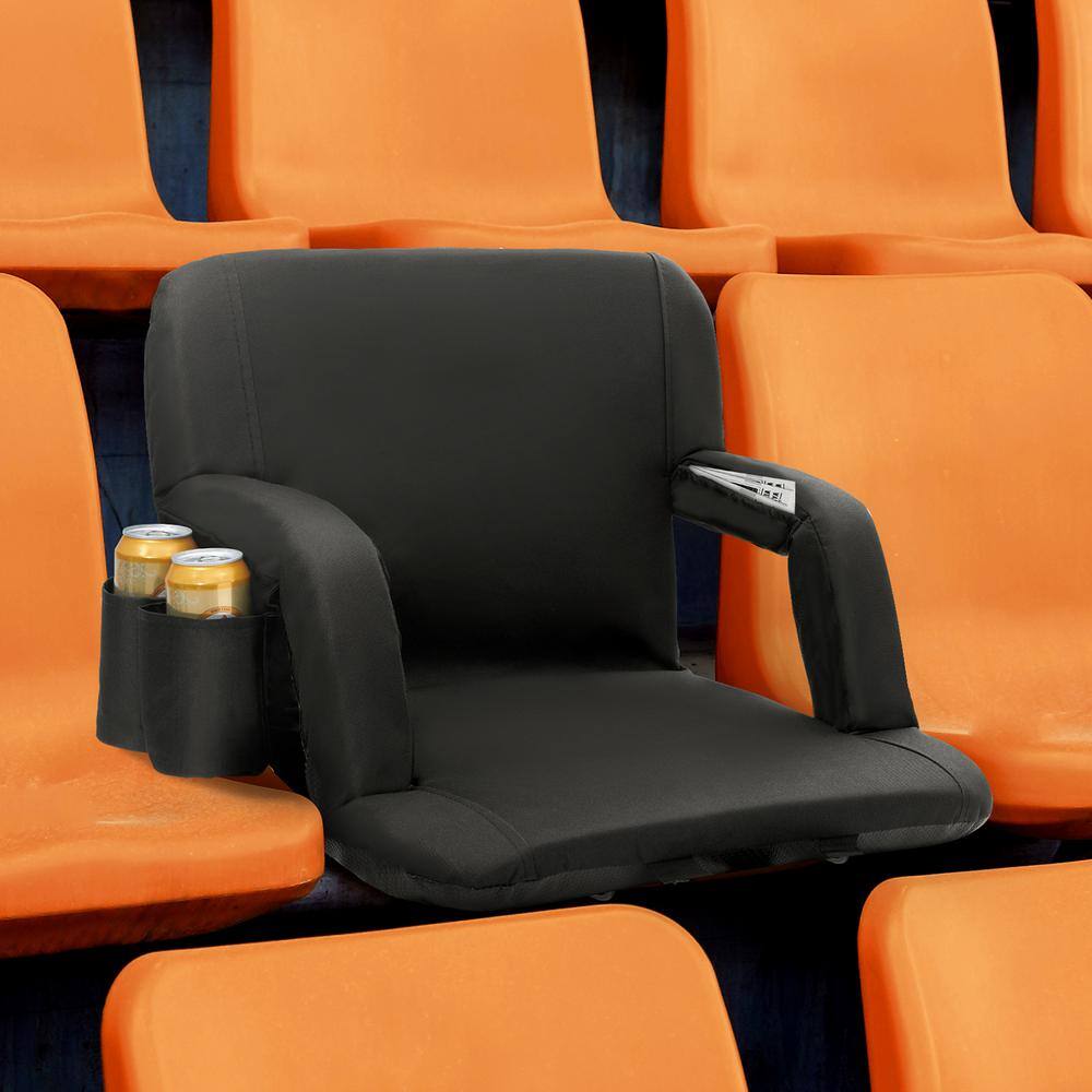 Black Portable Reclining Stadium Seat with Back Support, Set of 2