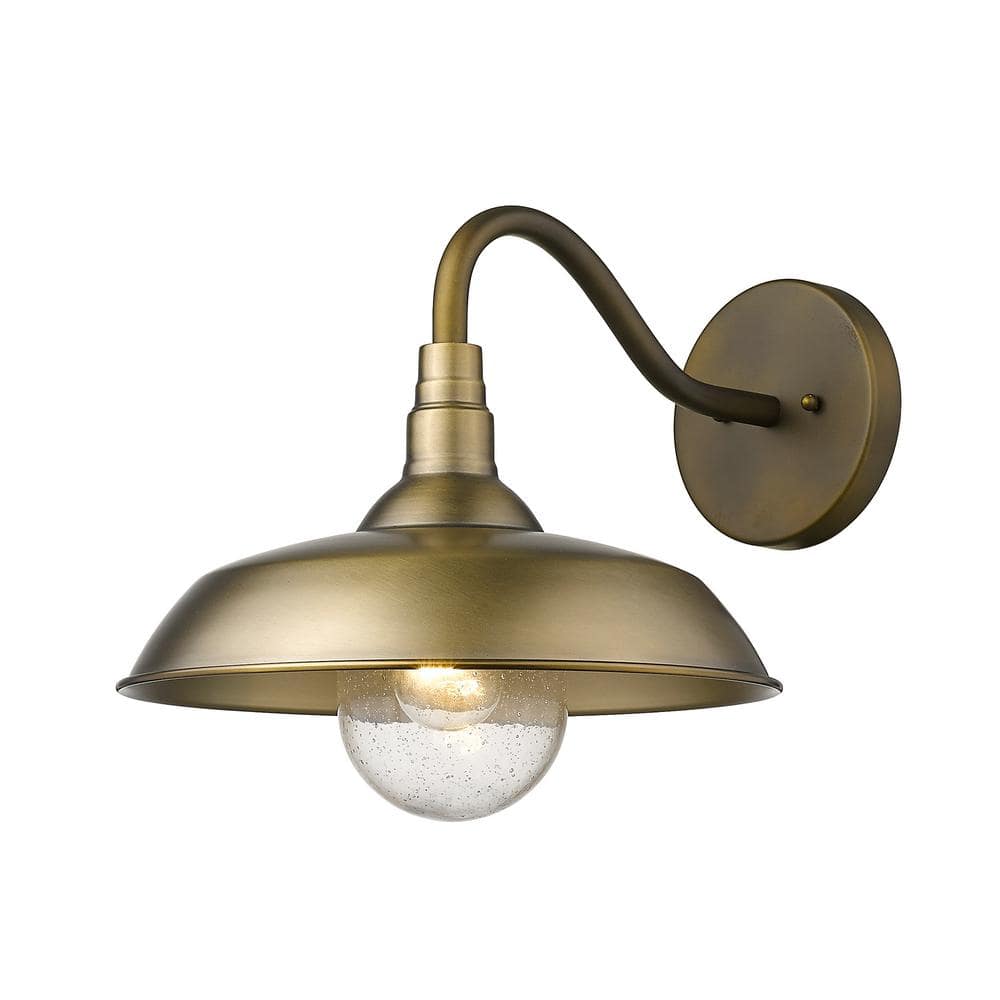 Antique Brass 14" Dimmable Outdoor Wall Sconce